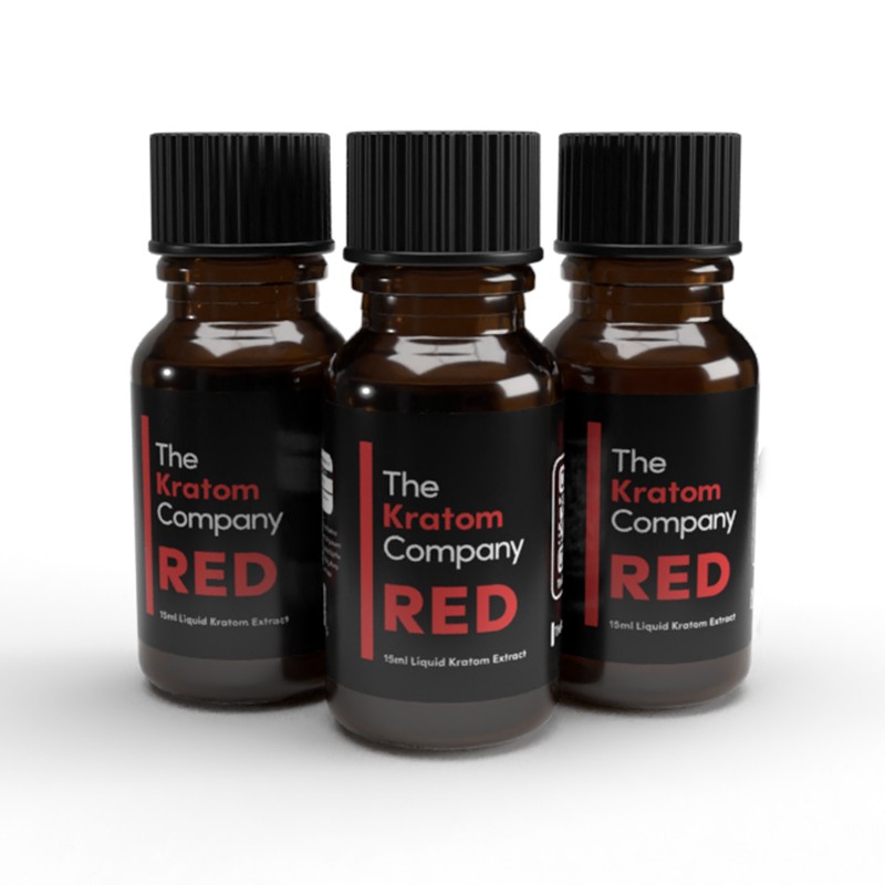 Three bottles of The Kratom Company Red Liquid Extract