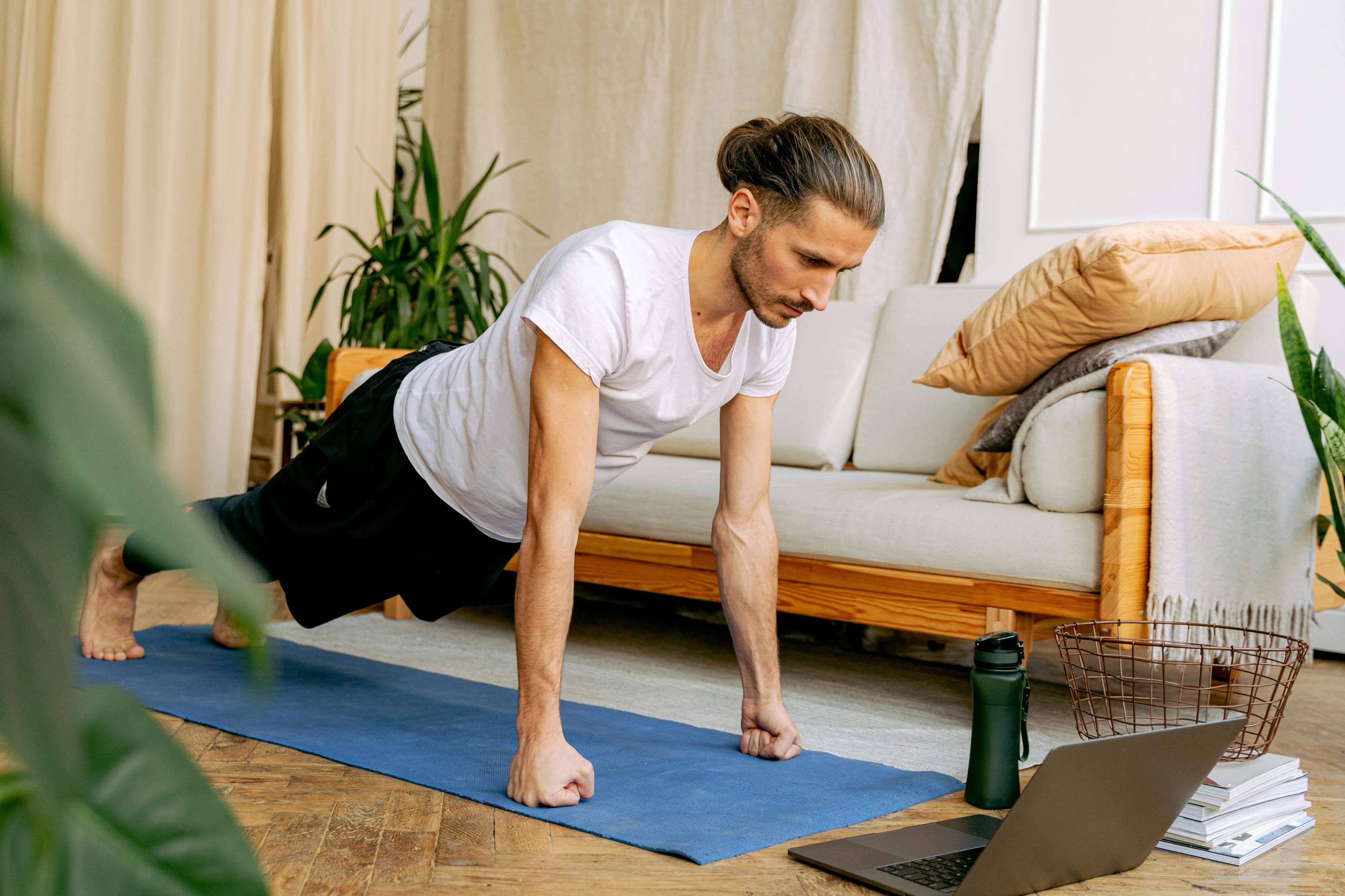 a man exercising at home